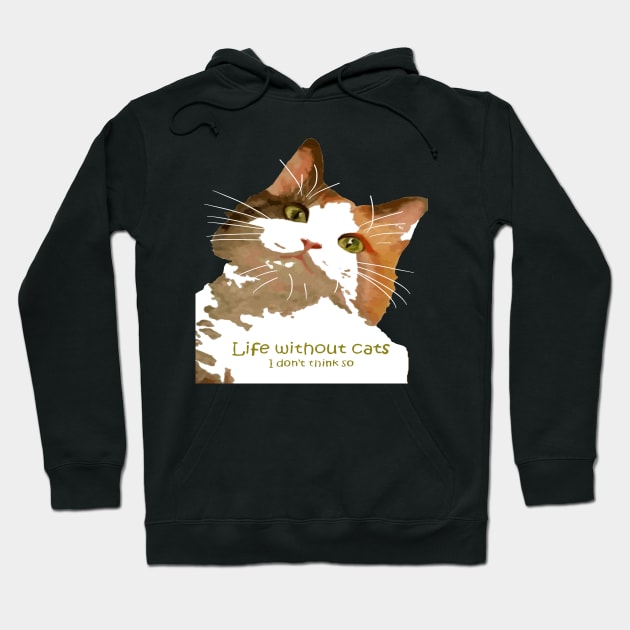Life Without Cats I Don't Think So Calico Cat Hoodie by taiche